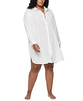 Lauren Ralph Plus Cotton Maxi Beach Shirtdress