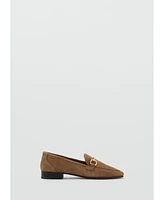 Mango Women's Buckle Leather Moccasins