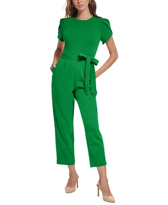 Calvin Klein Women's Belted Tulip-Sleeve Jumpsuit