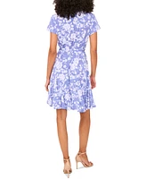 Msk Petite Button-Front Tie-Waist Jersey Shirtdress