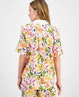 Jm Collection Petite Seline Printed Button-Front Blouse, Exclusively at Macy's