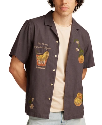 Lucky Brand Men's Vice Short Sleeve Button-Front Graphic Camp Shirt