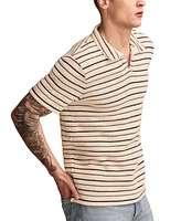 Lucky Brand Men's Short Sleeve Waffle-Knit Striped Polo Shirt