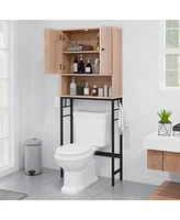 Over The Toilet Storage Cabinet with 2 Doors and Adjustable Shelf