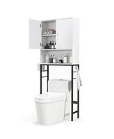 Over The Toilet Storage Cabinet with 2 Doors and Adjustable Shelf