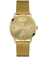 Guess Men's Diamond Accent Gold-Tone Stainless Steel Mesh Bracelet Watch 40mm U0280G3