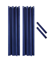 52 x 95-Inch Outdoor Blackout Curtains with Grommet Top - Includes Tiebacks Blue Set of 2