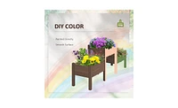 Durable Wooden Planter Box with Elevated Flower Shelf