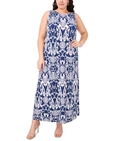 Msk Plus Printed Round-Neck Sleeveless Maxi Dress