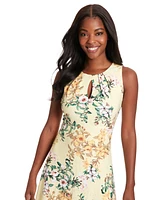 London Times Women's Pleat-Neck Sleeveless Dress