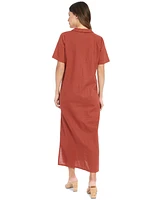 London Times Women's Spread-Collar Short-Sleeve Dress