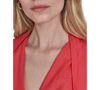 Vince Camuto Petite Cotton Belted Sleeveless Tiered Midi Dress