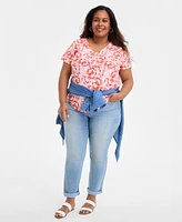 Style & Co Plus Printed V-Neck T-Shirt