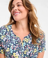 Style & Co Plus Printed Henley Short-Sleeve Top