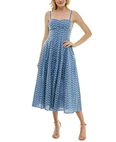 Taylor Petite Sweetheart-Neck Embroidered Midi Dress