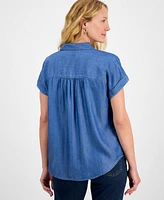 Style & Co Women's Chambray Camp Shirt, Exclusively at Macy's