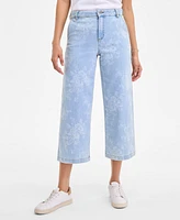 Style & Co Women's Printed Cropped Wide-Leg Jeans, Exclusively at Macy's