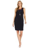 R & M Richards Petite Necklace-Sheath Dress Chiffon Jacket Set