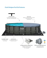 Funsicle 22' x 52" Oasis Round Outdoor Above Ground Swimming Pool, Herringbone