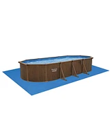 Bestway Hydrium 24'x12'x52" Oval Above Ground Swimming Pool Set, Brown Woodgrain