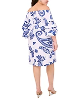 Msk Plus Cotton Off-The-Shoulder Shift Dress