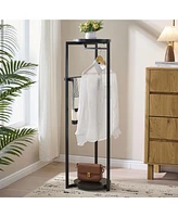 Kings Brand Furniture David Suit Valet Stand - Freestanding Clothing Organizer (White)