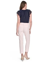 Tommy Hilfiger Women's Pinstripe Mid Rise Slim-Leg Pants