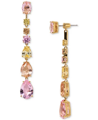 Eliot Danori 18k Gold-Plated Cubic Zirconia & Multicolor Stone Front-to-Back Linear Drop Earrings, Exclusively at Macy's