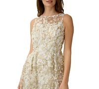 Adrianna Papell Floral-Appliques Midi Dress