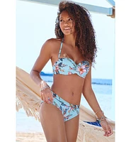 Lascana Women's Hibiscus Print Bandeau Bikini Swimsuit Top