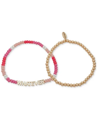 Clueless Gold-Tone 2-Pc. Set Whatever Mixed Bead Stretch Bracelets