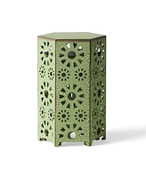 Sunburst Iron End Table Set - Crackle Teal, Blue, or Green