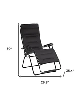 Reclining Steel Zero Gravity Chair with Cushion for Lawn Deck and Poolside