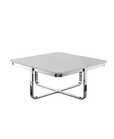 Stainless Steel and Metallic Wood Square Coffee Table – Sleek Sturdy