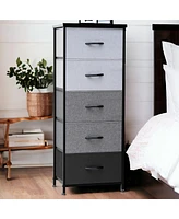 Lightweight Steel and Fabric Chest with Five Drawers for Small Spaces