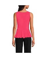 Lands' End Women's Lightweight Jersey Peplum V-Neck Tank Top