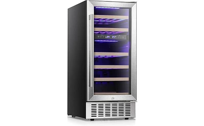 Zafro 15" Under Counter Beverage Refrigerator with Dual Zone Temperature Control, Freestanding or Built-in, Stainless Steel Finish, Double-Layer Tempe