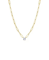 By Adina Eden Cubic Zirconia Solitaire Four Prong Paperclip Necklace