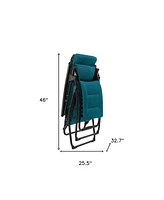 Foldable Steel Frame Zero Gravity Chair with Cushion for Outdoor Lounging