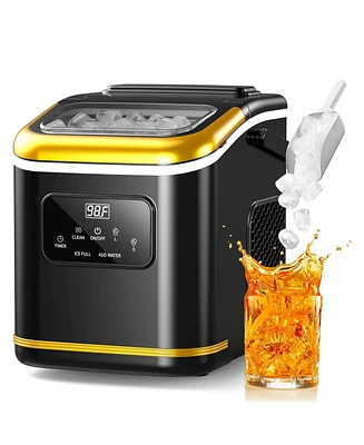 Zafro Countertop ice Maker produces lbs of daily, featuring an Led display, timer, self-cleaning function, and a portable handle. Its compact desi