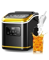 Zafro Countertop ice Maker produces lbs of daily, featuring an Led display, timer, self-cleaning function, and a portable handle. Its compact desi