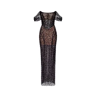 Milla Women's Striking black sequined fitted maxi dress