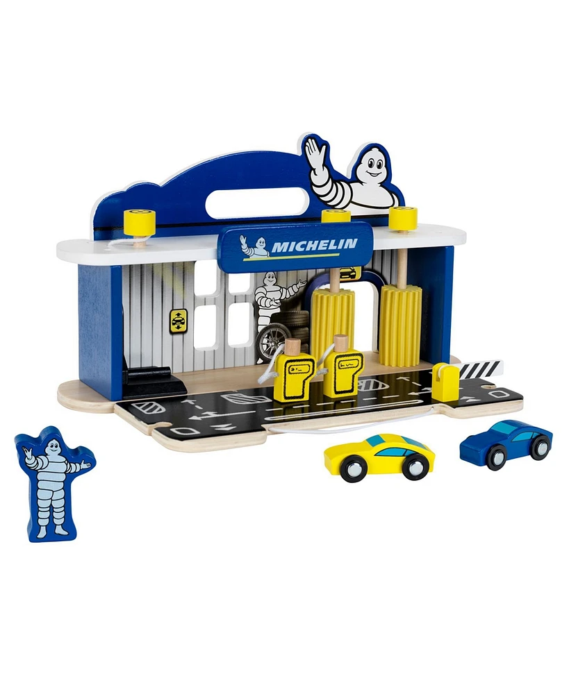 Theo Klein Michelin Car Service Station Kids Toy with 2 Cars for Ages 3 and Up