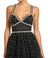 Mac Duggal Women's Pearl Beaded High Low Gown