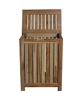 Compact Teak Laundry Hamper with Removable Bag for Easy Sorting