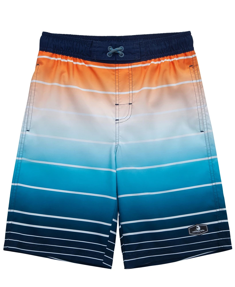 Rokka&Rolla Boys Quick Dry Drawstring Swim Trunks Board Shorts with Mesh Lining UPF50+ Xs-xxl
