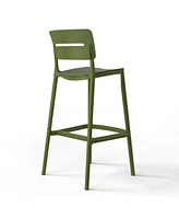 Stackable Polypropylene Resin Plastic Outdoor Patio Bar Stools (Set of 2)