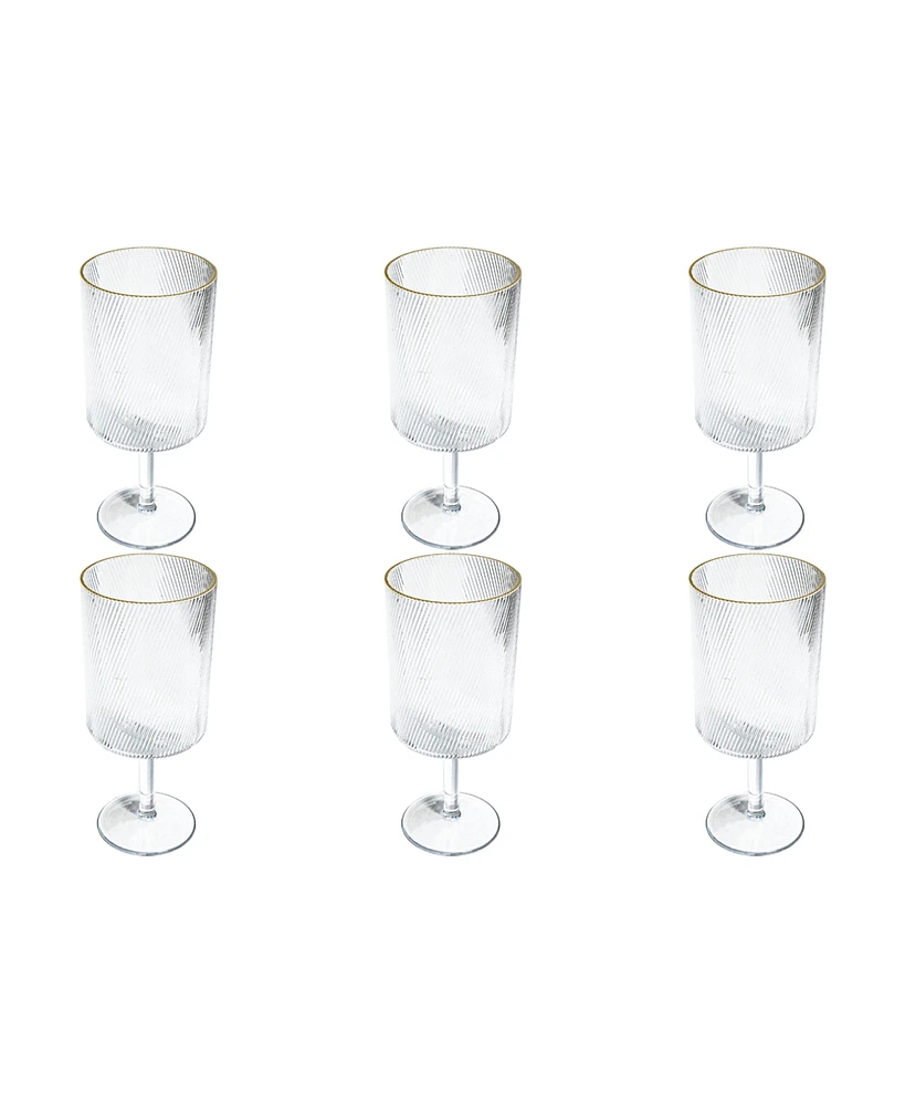 TarHong Stax Optic Twist Goblet Glasses, Set of 6