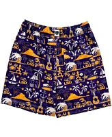 Wes & Willy Big Boys and Girls Purple Lsu Tigers Luau Swim Trunks