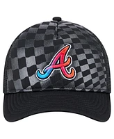 New Era Men's Black Atlanta Braves Gradient 9FORTY A-Frame M-Crown Trucker Adjustable Hat